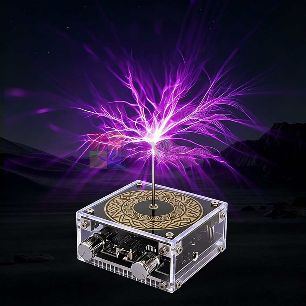Music Tesla Coil 2Mode Artificial Lightning Touchable BT Decoding Colorful Light