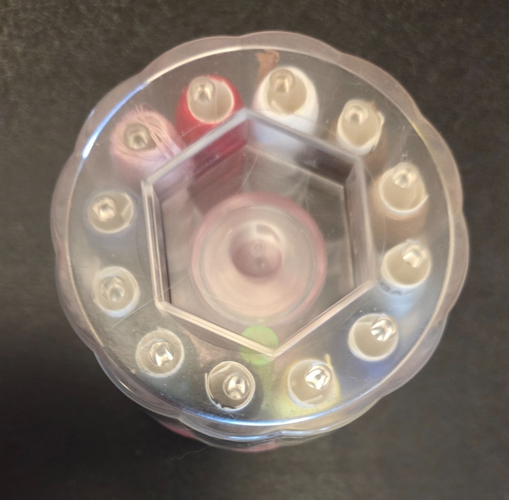 1970's Thread Holder. Transparent Container for 12 Thread