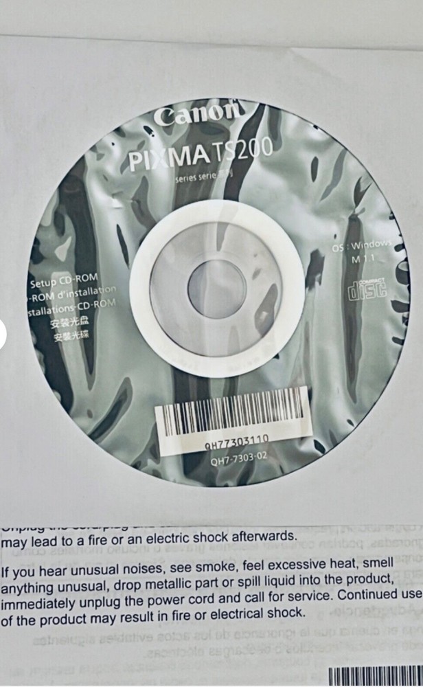 Canon Setup CD ROM for Canon PIXMA TS200 Printer Installation Software Driver
