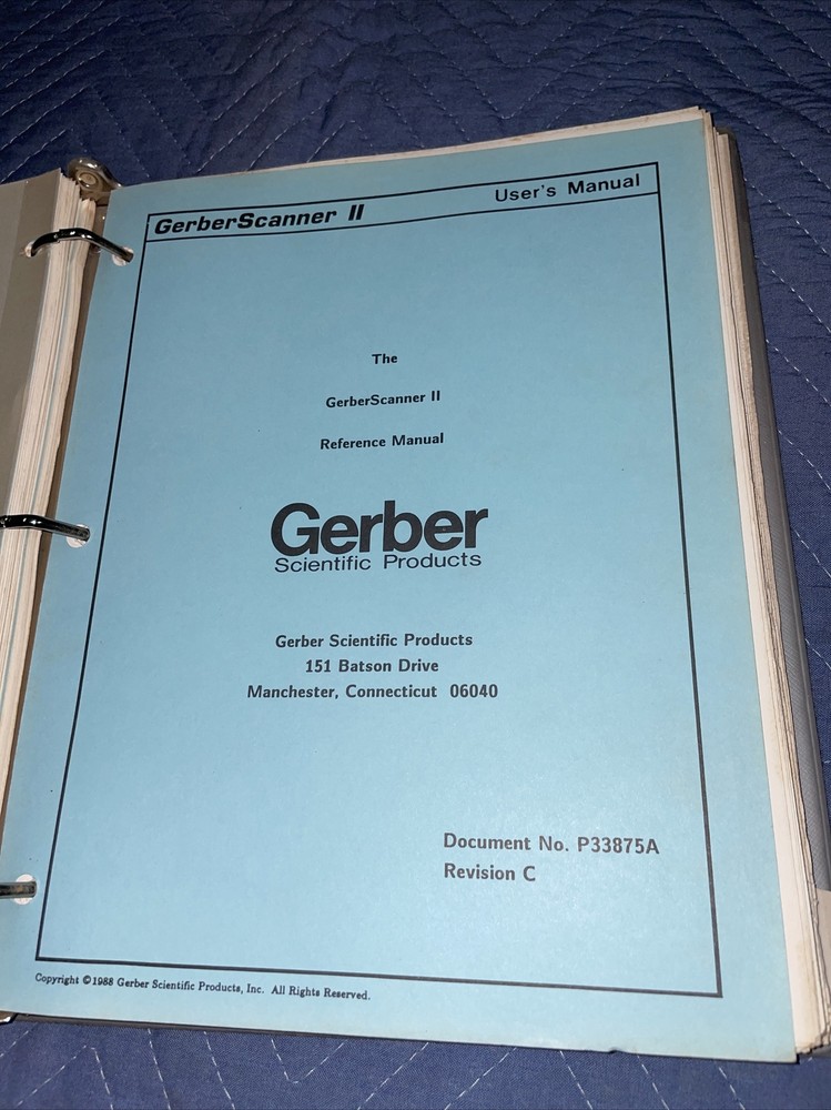 GSP GERBER SCIENTIFIC Gerber Scanner ll USER'S & Reference MANUAL 1988