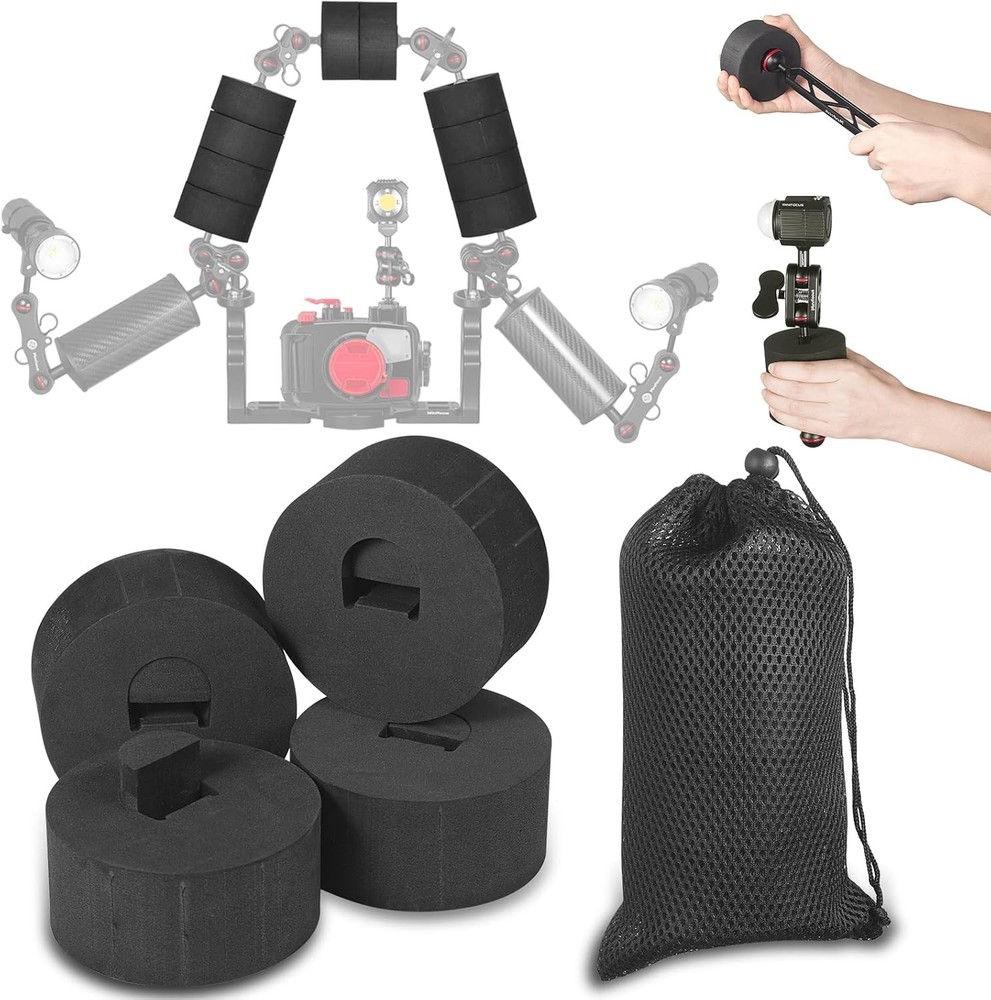 4Pcs Underwater Camera Buoyancy Float Kits, Provided 175g*4, Black