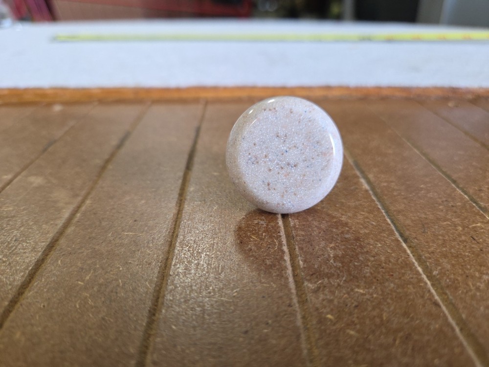 1.25 inch beige stone round cabinet knobs satin nickel base