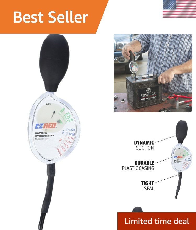 E-Z Red Battery Hydrometer: Rugged Compact Specific Gravity Tester for Mechanics