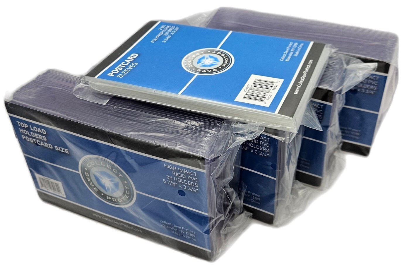 (100 of Each) CSP Postcard Size Toploaders Rigid Holders and Soft Poly Sleeves