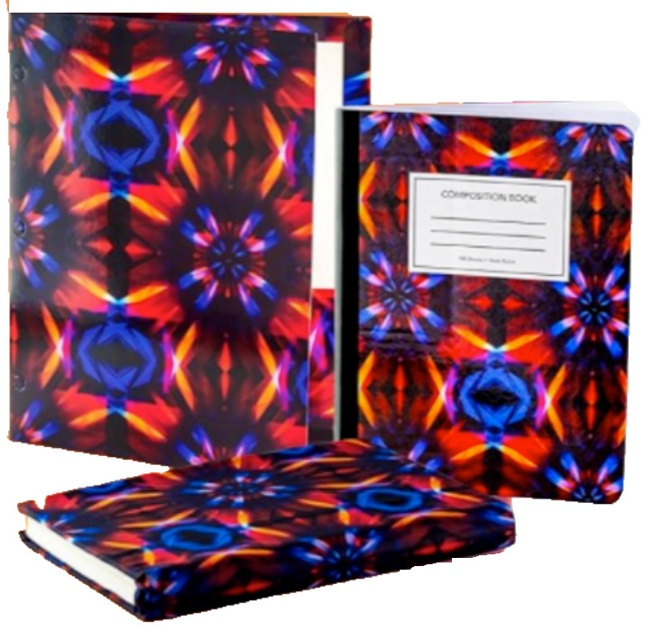 3 Piece Set-Composition Notebook-Book Sox Stretchable Book Cover-3 Ring Folder
