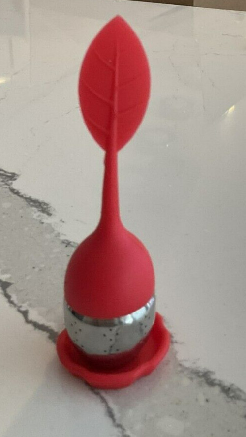 Red Silicone Leaf Tea Infuser with Stainless Tea Strainer/Herbal Spice Filter