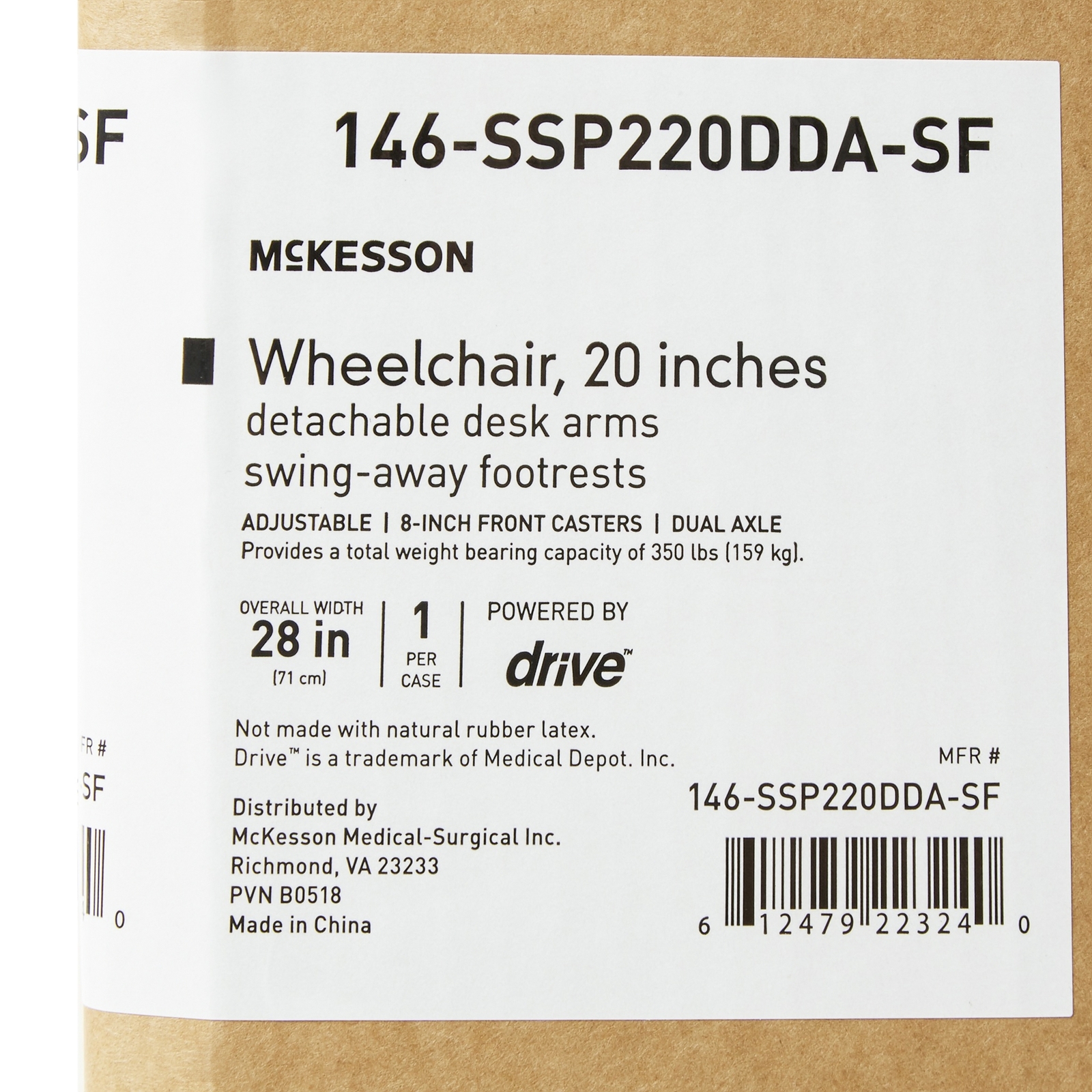 McKesson Wheelchair Steel 20"W x 16"D Swing-Away Footrest 146-SSP220DDA-SF