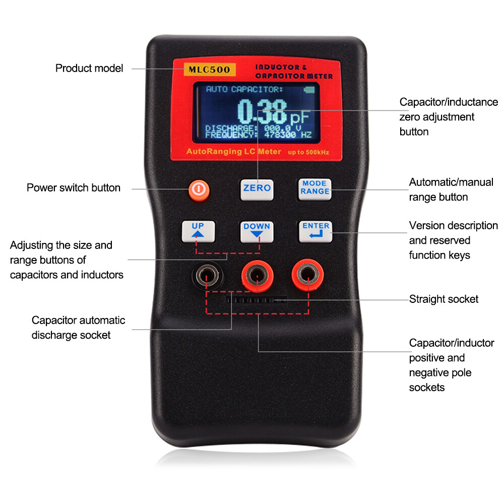 MLC500 High Precision Digital Auto-Range Capacitance Inductance Meter Anti-burn