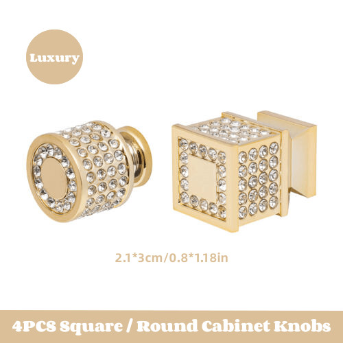 4 Pack Gold Cabinet Knobs Round Brhed Brass Kitchen Knobs Zinc Alloy Dresser