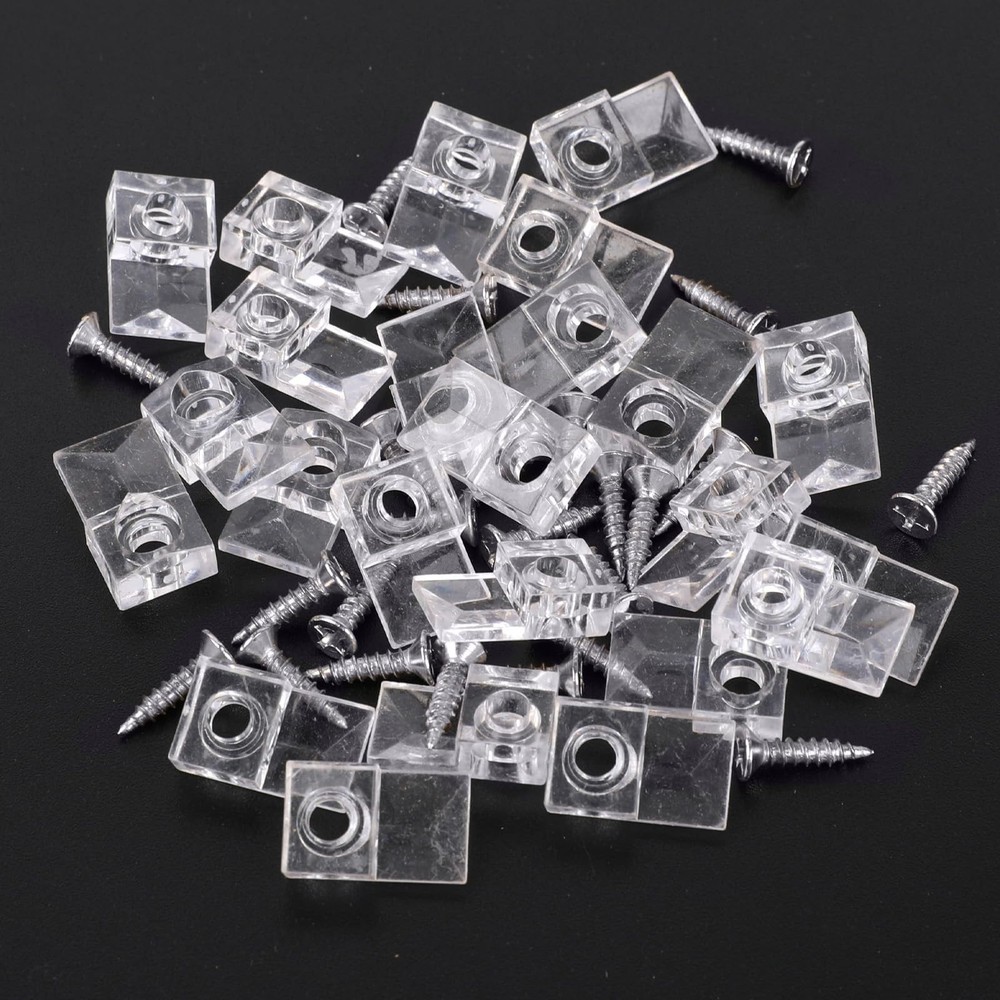 25-Piece Clear Mirror Holder Clips Set – Frameless Glass Mounting Hardware