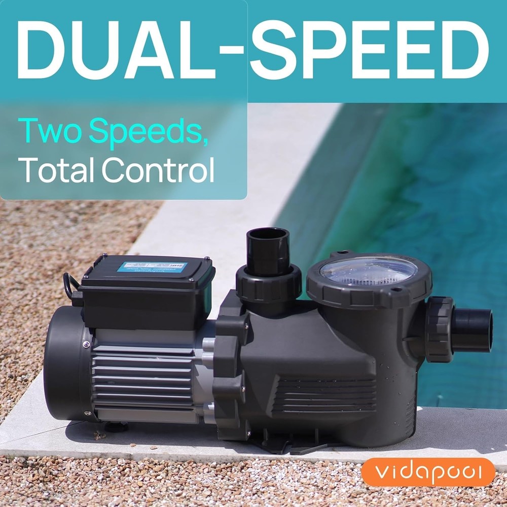 VIDAPOOL In/Above Ground Pool Pump, Self Primming High Flow with Timer, 1.5HP