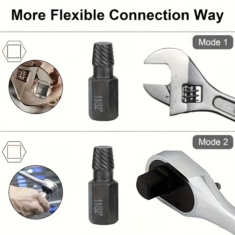 10-Piece Screw Extractor Set - For Removing Damaged Screws, Multiple Sizes