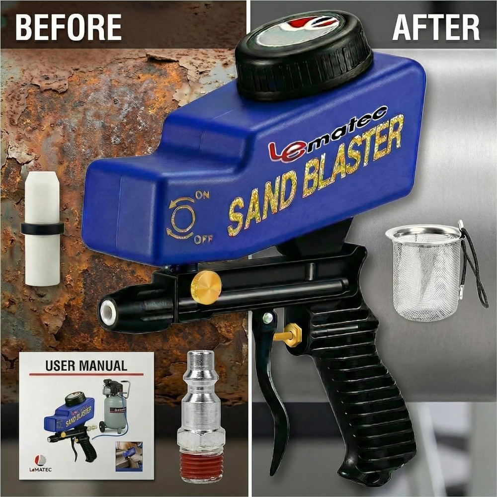 Tools Redefined Portable Sand Blaster Gun Kit for Rust Removal & Glass Etching