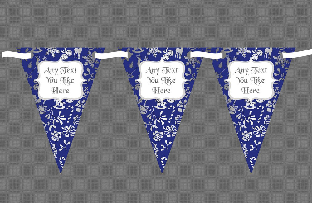 Blue & Silver Personalised Christmas Bunting