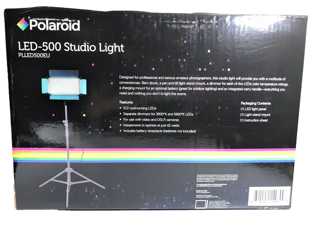 POLAROID LED 500 VIDEO STUDIO DIMMABLE LIGHT PANEL PHOTOGRAPHY