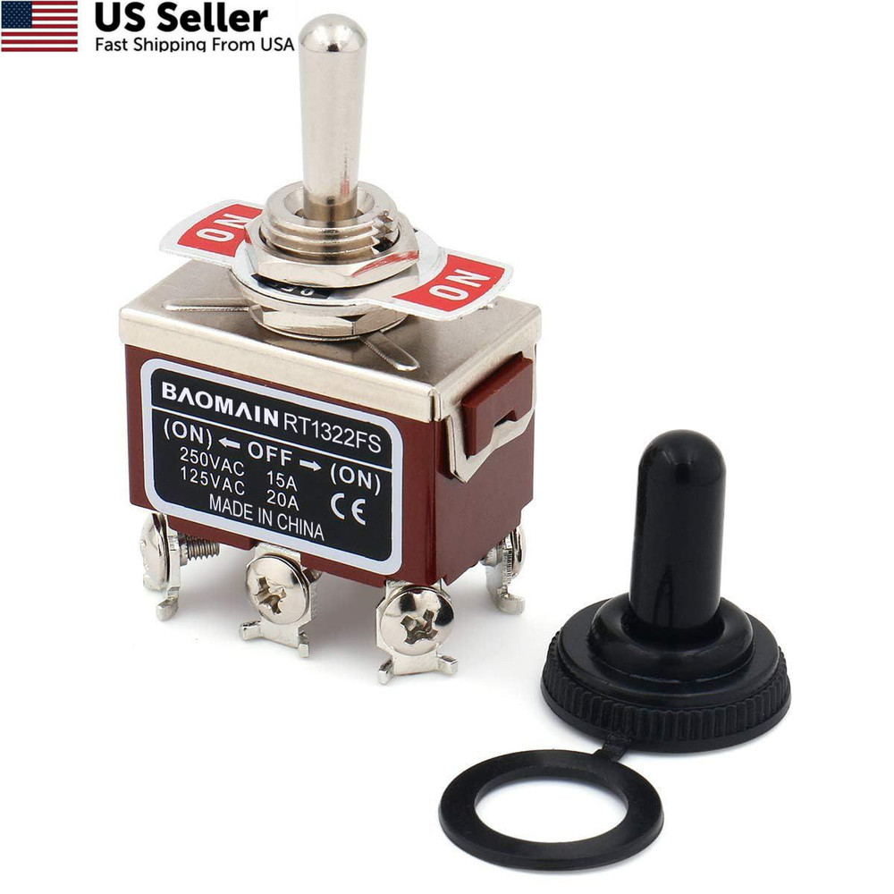 Baomain 1-Pack Waterproof Toggle Switch silvery,brown,black