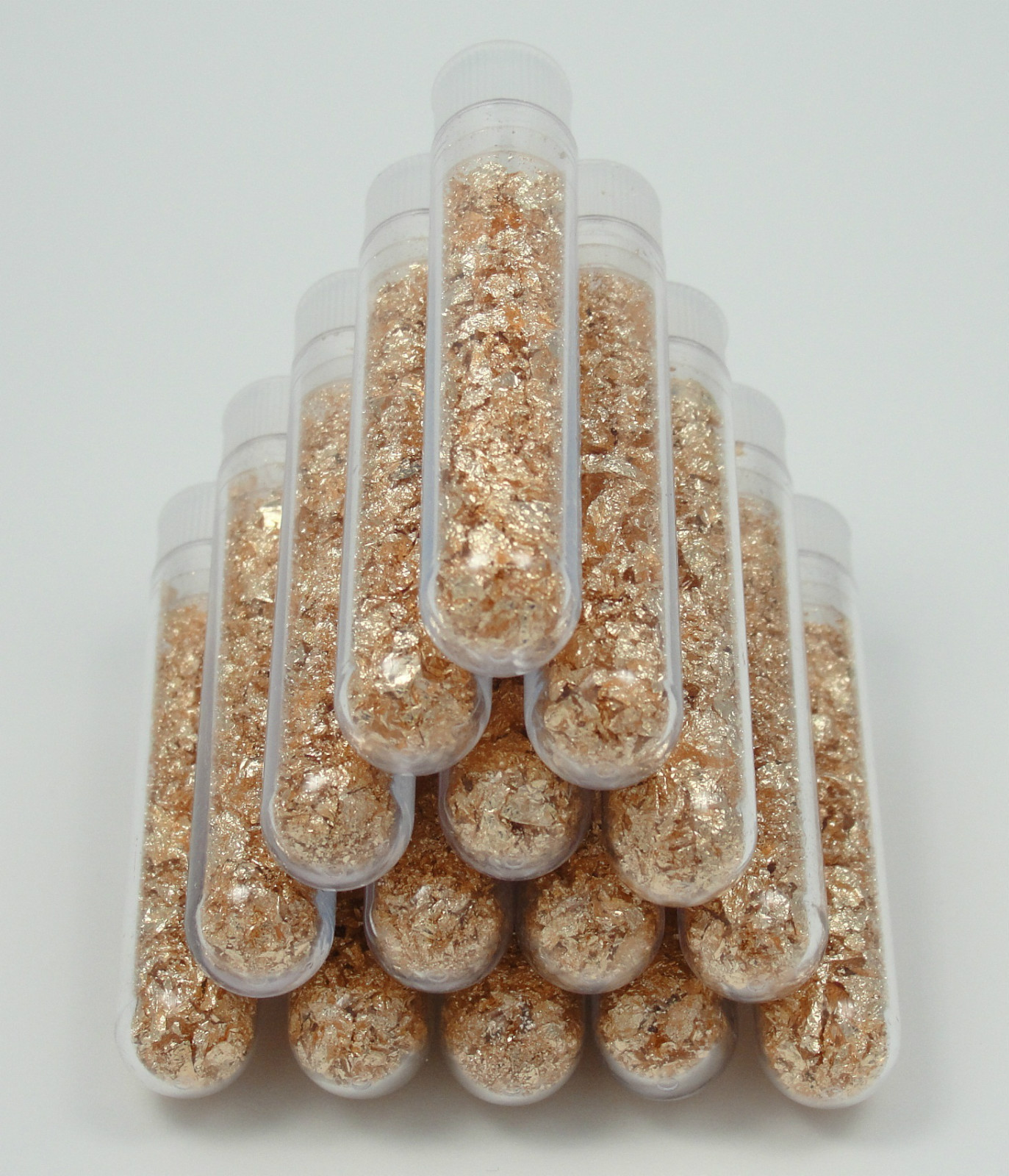 100 Large 5ml Vials, Filled Full of BIG Gold Leaf Flakes LOWEST PRICE ON THE WEB