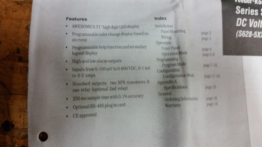 Danaher Voltage and Amp meter S628 Veeder Root