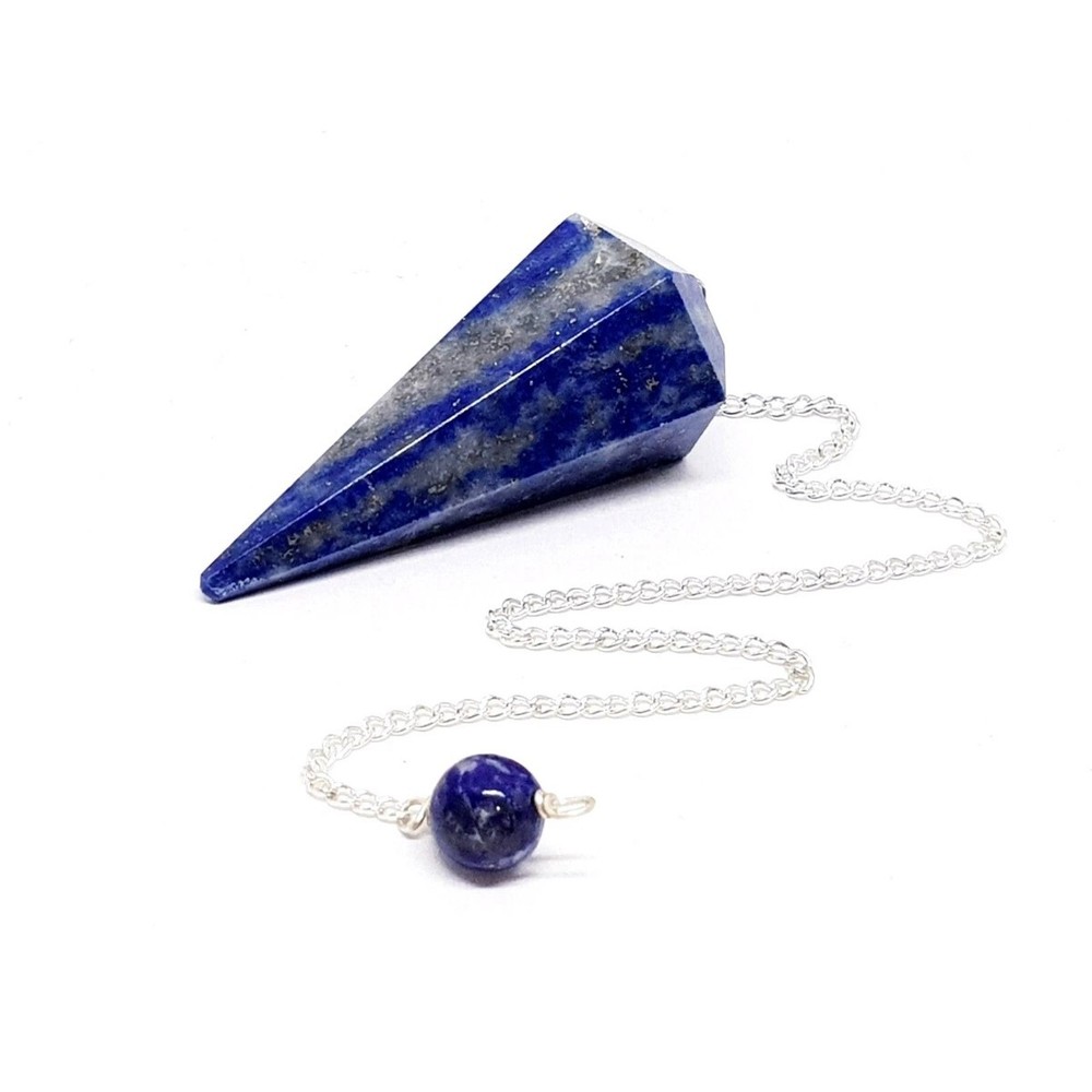 Lapis Lazuli Pendulum Dowser Chain Crystal Dowsing Divination Gemstone Tool Gift