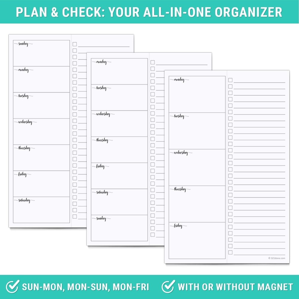 Weekly Plan with Checklist Notepad – 50 Sheets 5.5x8.5 Small – - Two Column,...