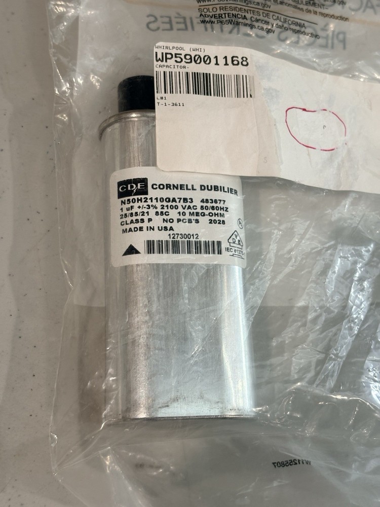 Whirlpool Microwave High-Voltage Capacitor WP59001168