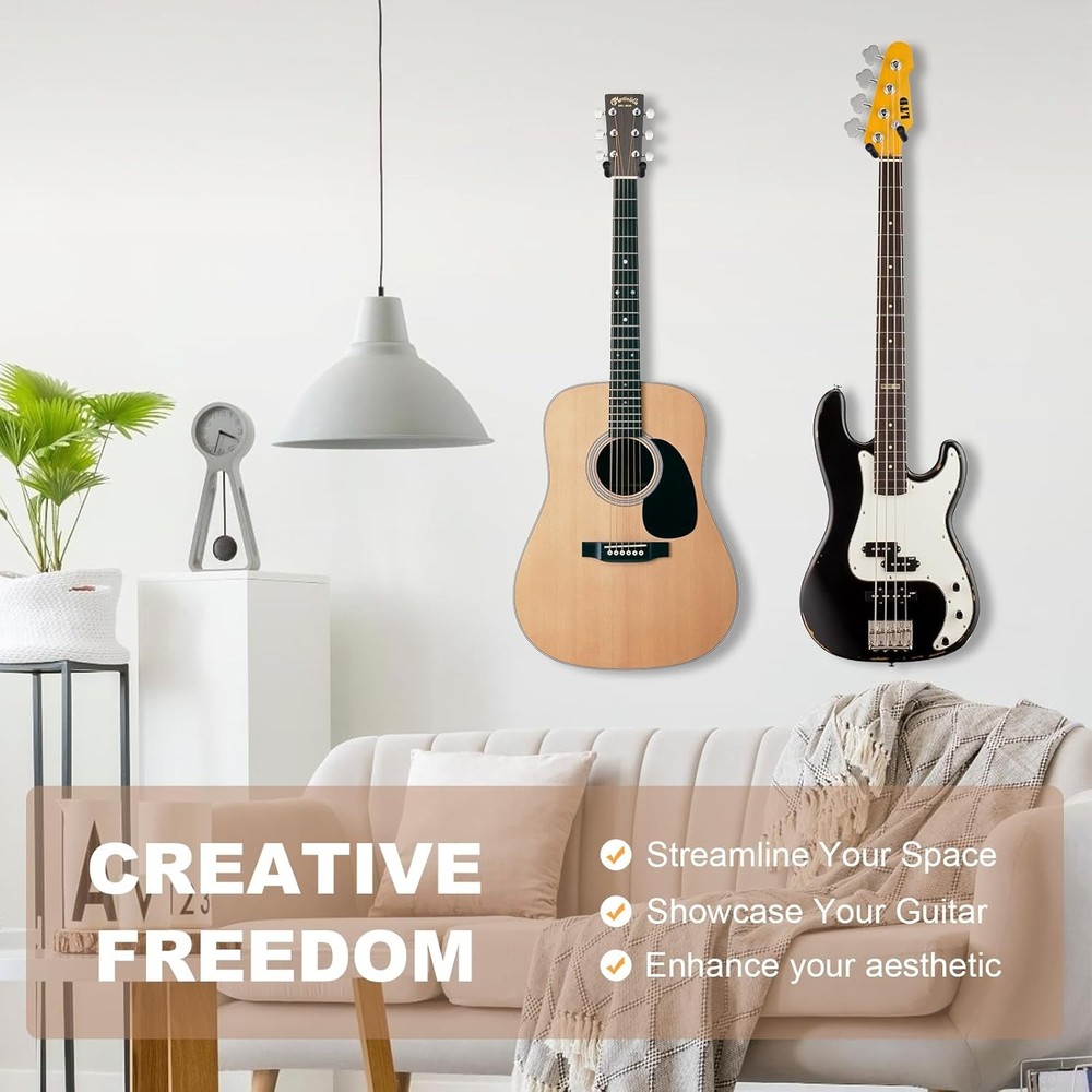 Bandpop Guitar Wall Mount 2 Pack - Black Walnut 2 Pack, 2 pack