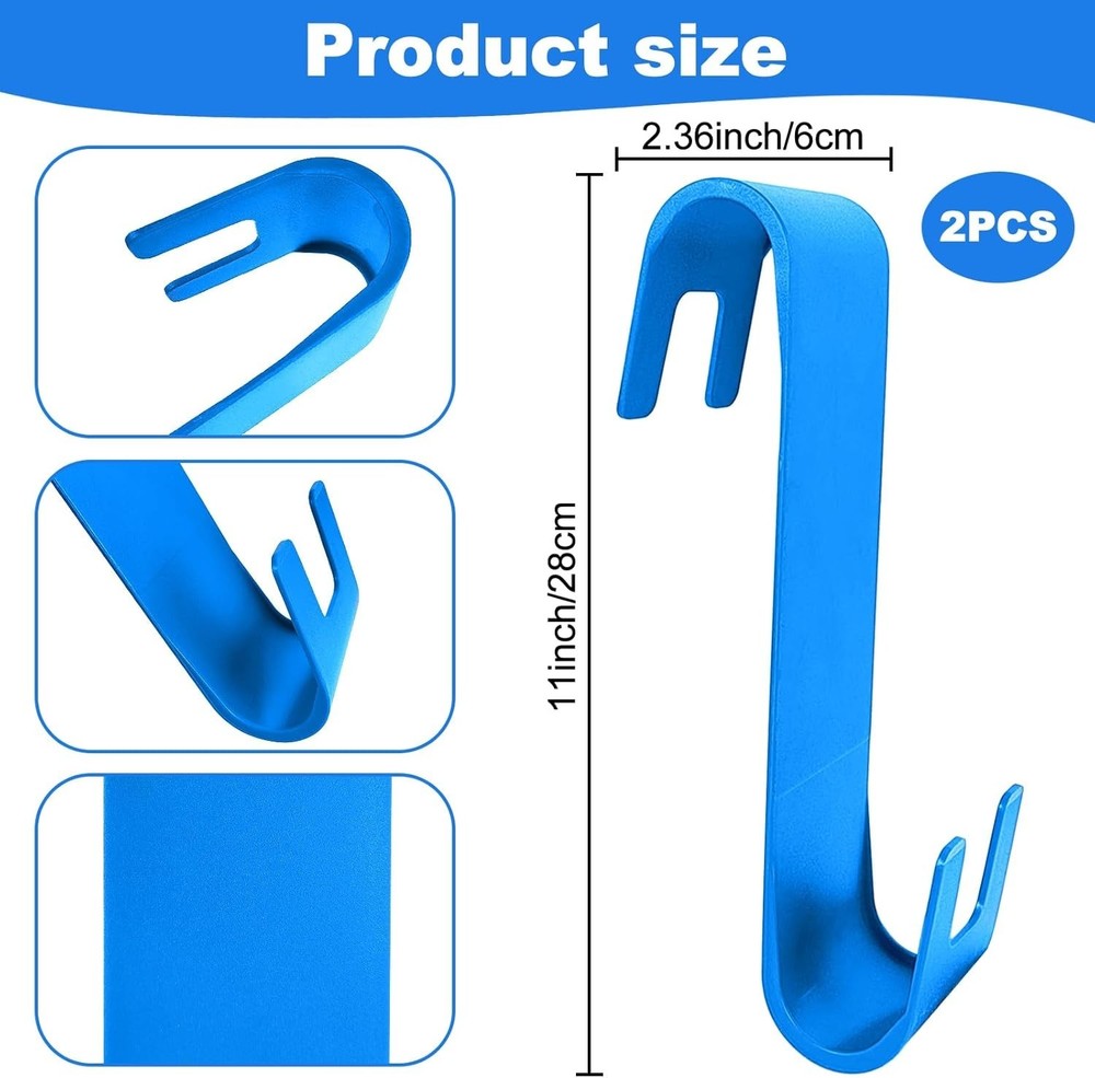 2Pcs Pool Skimmer Hooks - Plastic Leaf Rake Hangers for Above Ground Pools - ...