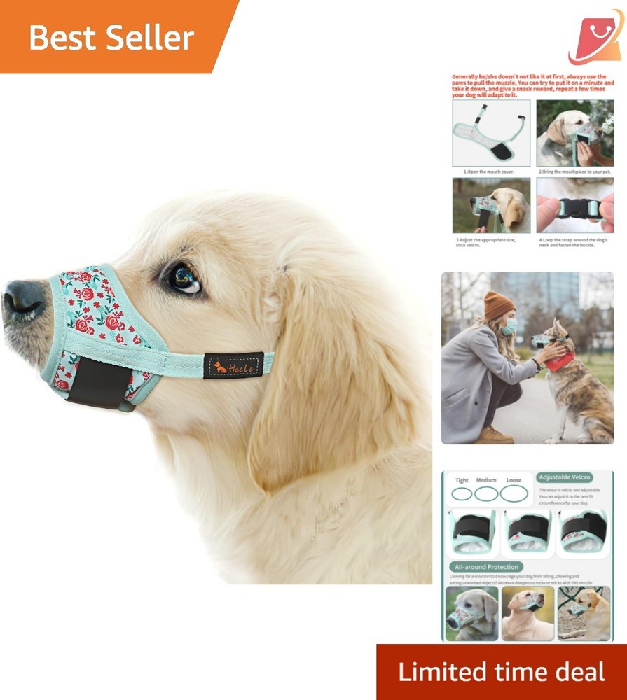 Dog Muzzle Soft Nylon Breathable Adjustable Loop Small Medium Large Pets