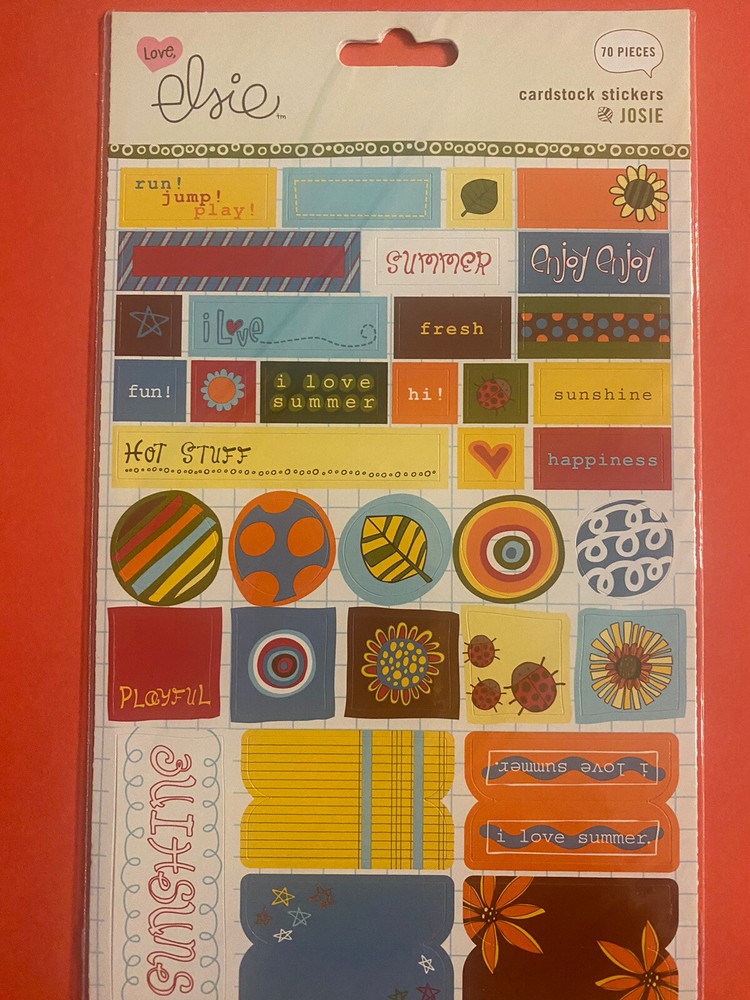 Elsie 12 X 12 Patterned Papers 12 , 2 Pkgs Chipboard Buttons , Stickers ,Rub-ons