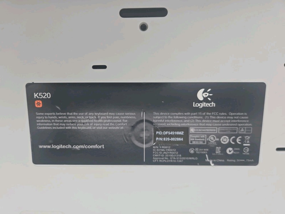 Logitech K520 Wireless Keyboard With Receiver Dongle - Tested!