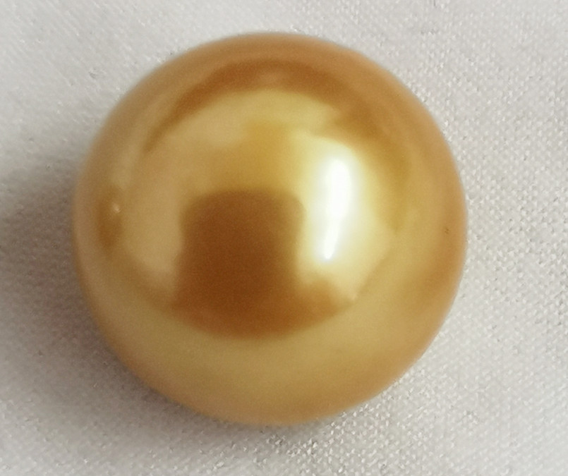 Huge 17mm Natural South Sea Genuine Gold Golden Round Loose Pearl Undrilled 1056