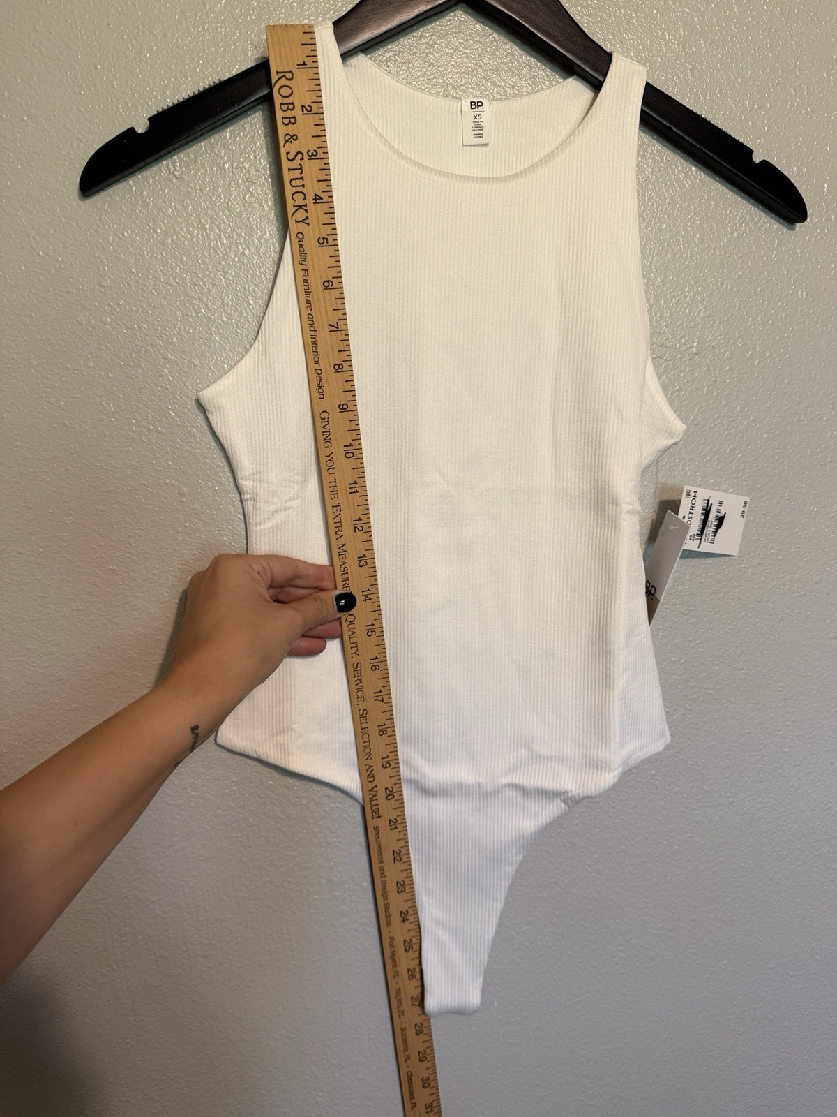 BP. Nordstrom Butter Tank Ribbed Bodysuit in Ivory Tofu Womens Size XS NWT