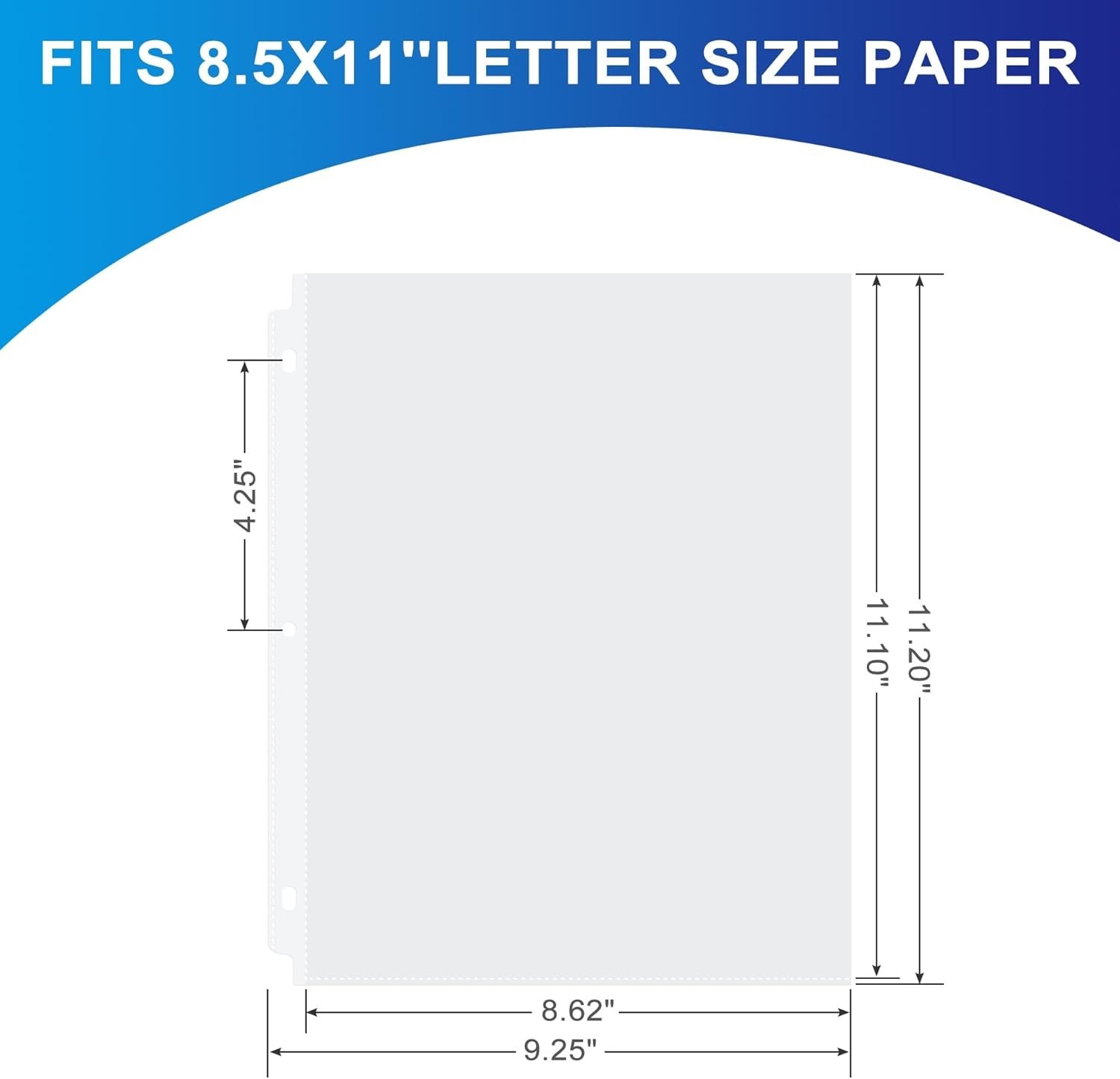 65 Pack Clear Sheet Protectors, 8.5 x 11 inch Page Protectors for 3 Ring Binder.