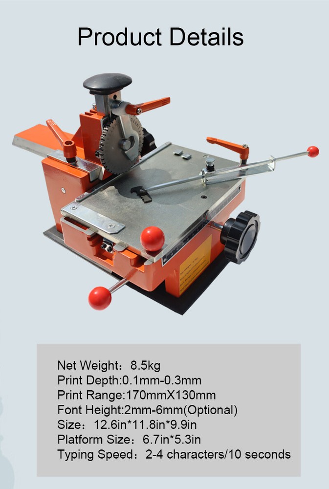 TECHTONGDA 4mm Semi-automatic Plate Embossing Nameplate MarkingMachine w/Fixture