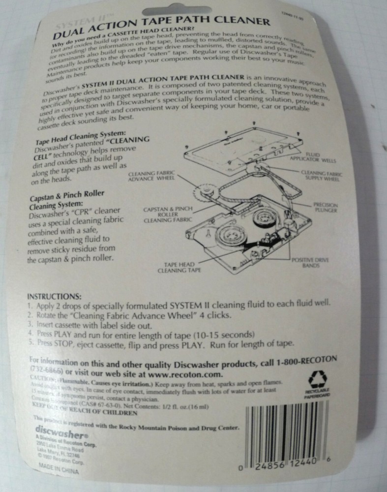 Discwasher System II Dual Action Tape Cassette Head, Capstan & Roller Cleaner