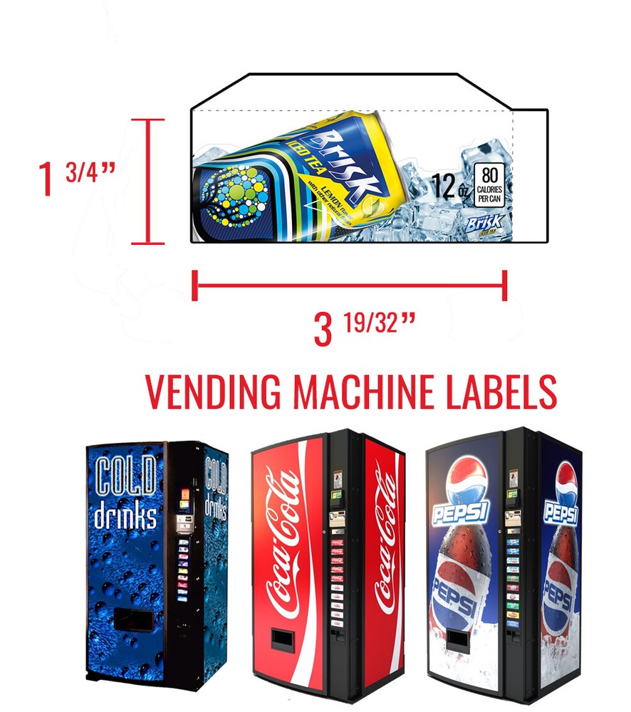 (7) Dixie Narco 501e - Vend Labels - Flavor Strips - Grape Soda - Sprite