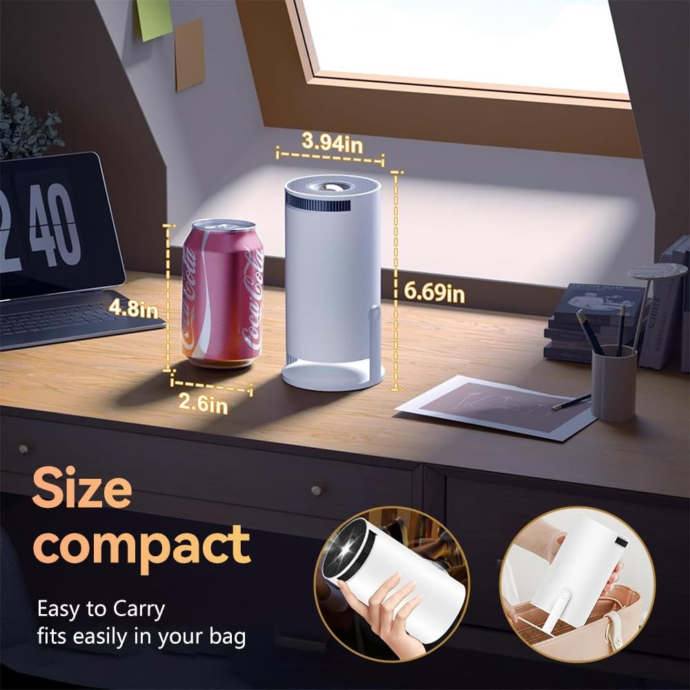 Mini Projector With WIFI and Bluetooth, Portable Projector 4K Support, Androi...