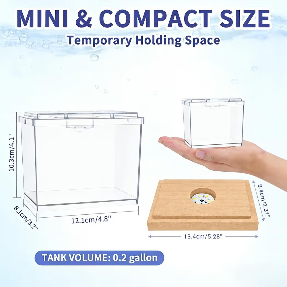 Mini Betta Fish Tank Kit with LED Light Base, Small Fish Bowl for Temporary...