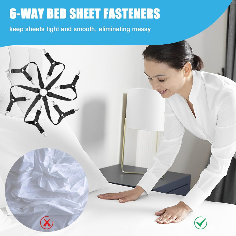 Bed Sheet Holder Straps, Adjustable Elastic Fitted Sheet Strap Tablecloth Clip B