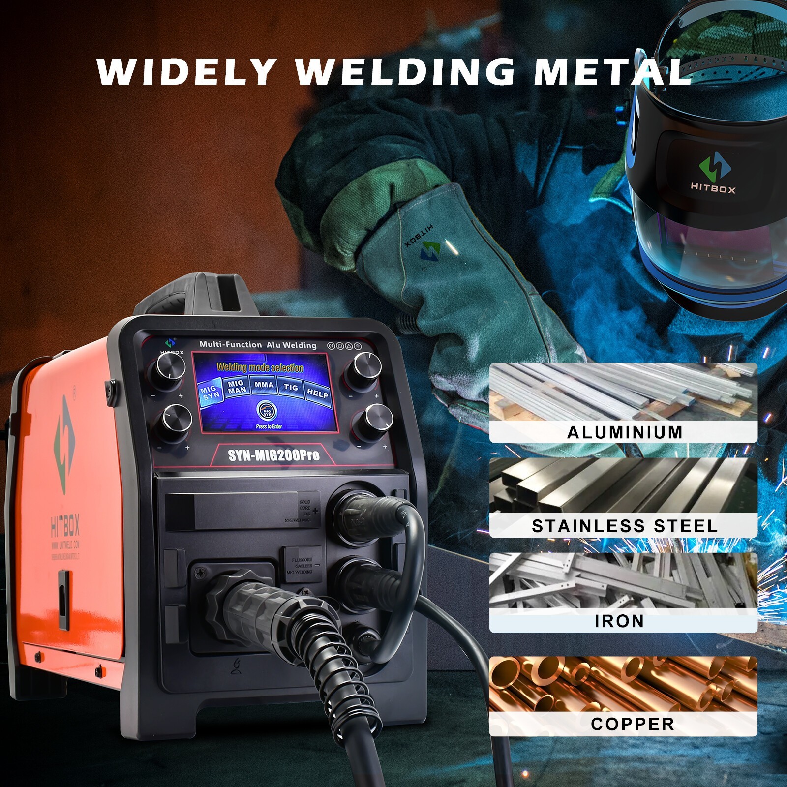 Dual Voltage 200A 5in1 Combi MIG Welder TIG MMA MIG IGBT Inverter for Alu,Steel