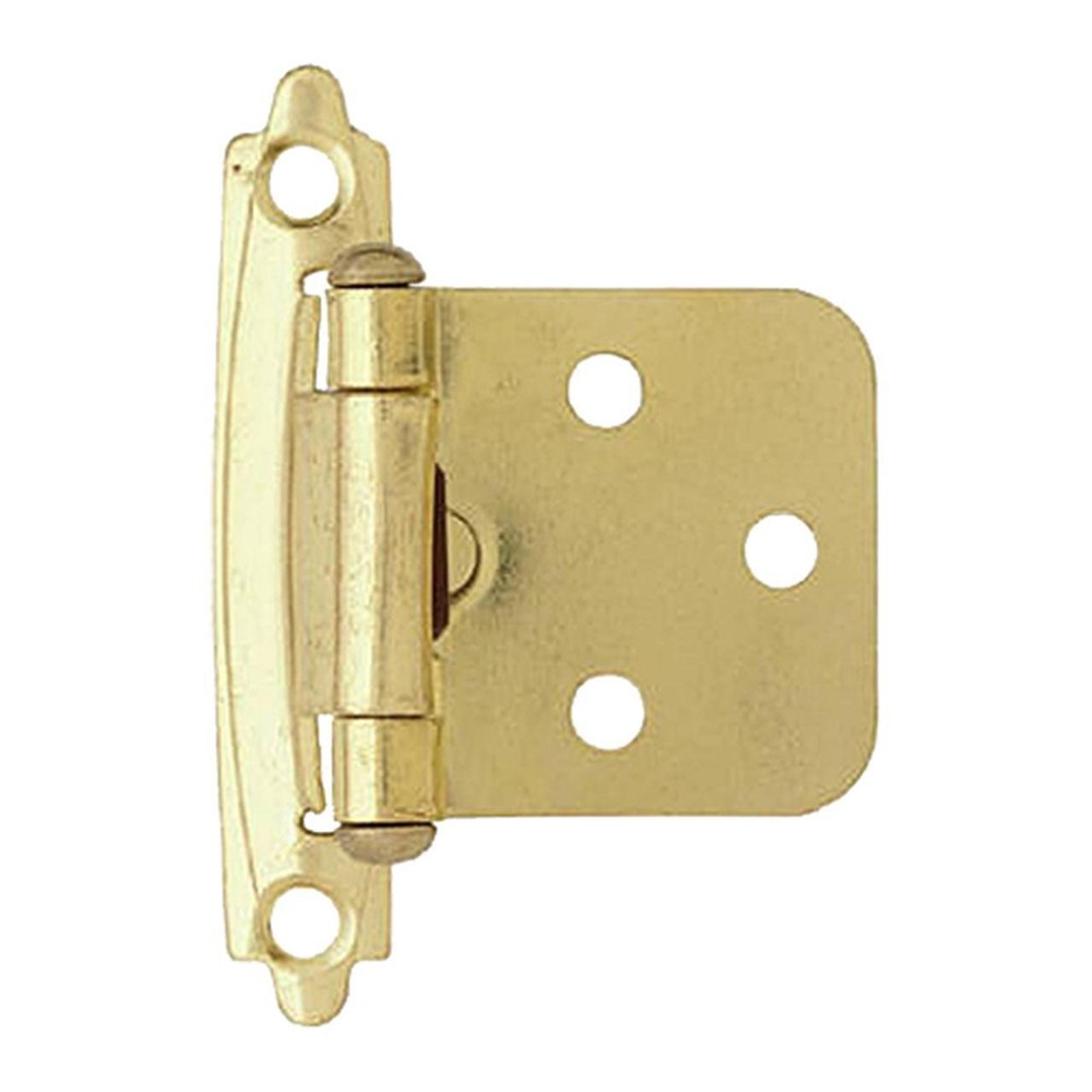 Pair Variable Overlay Self Closing Bright Brass Hinges L-H0103BV-BP-O