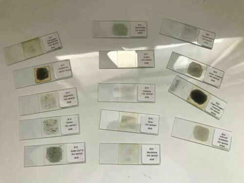 24PCS Geology Microscope Prepared Slides Mineral Thin Section Slides