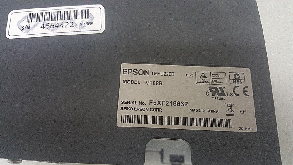EPSON TM-U220B KITCHEN RECEIPT POS PRINTER NETWORK/ETHERNET W/ POWER SUPPLY