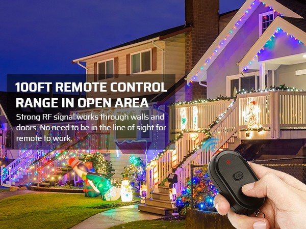 Outdoor Wireless Remote Control Power Strip 3 Grounded Outlets 100Ft Range