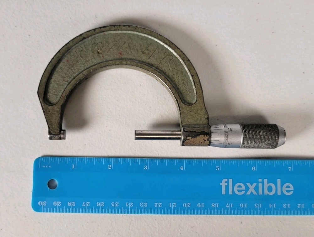 Fowler Helios Micrometer, 2” - 3" Range .0001 Ratcheting Locking Vintage