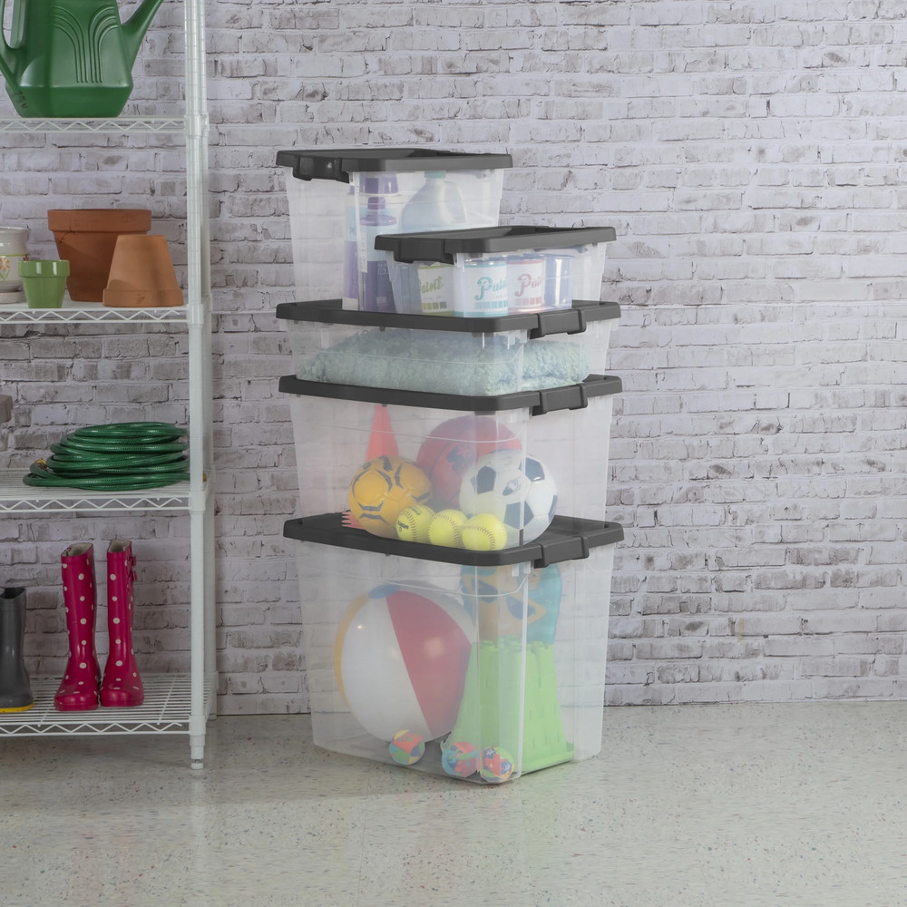 40 Quart Medium Stackable Storage Bin, Clear Plastic Underbed Storage Container