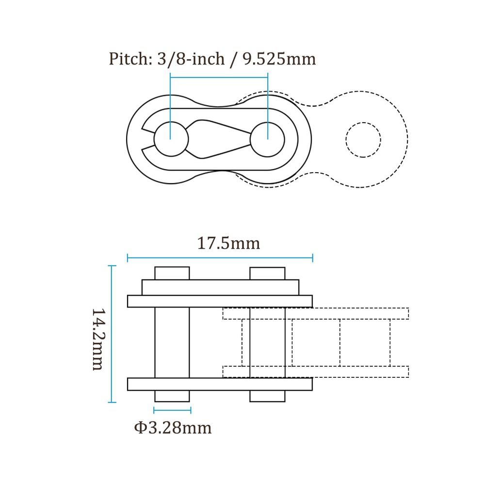 10pcs Chain Connector Link Roller 3/8 Inch Split Links