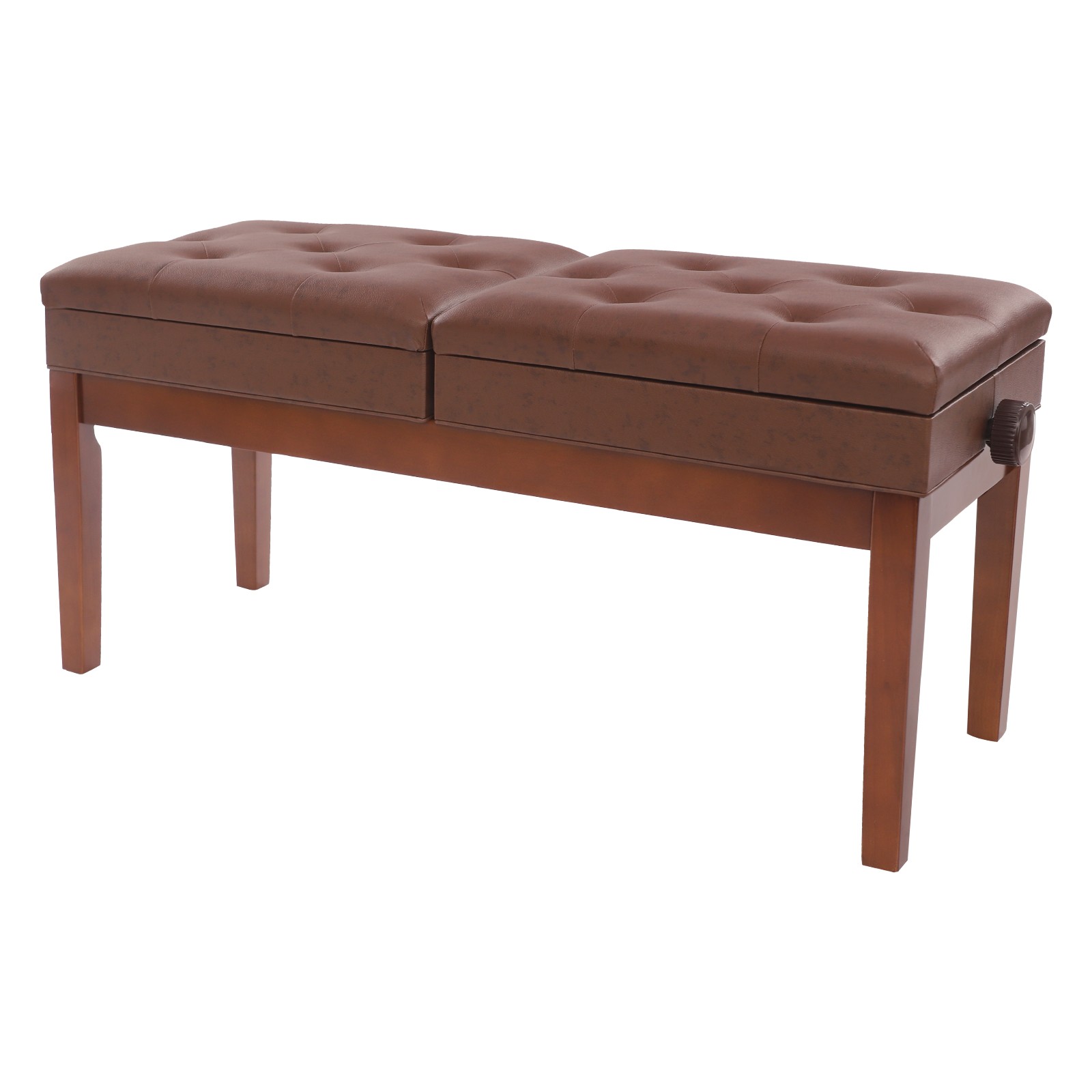 Double Seater Piano Bench Adjustable Duet Piano Bench Piano Bench w/Storage Box