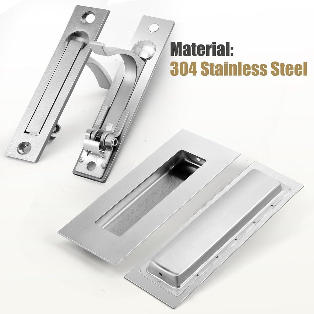 HBL' Pocket Door Hardware Set – 2 Recessed Flush Finger Pulls & 1 Edge Pull M...