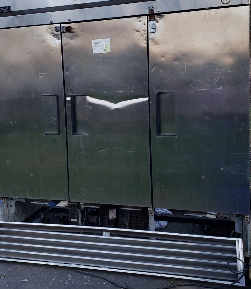 True Three Section Solid Door Reach-In Refrigerator